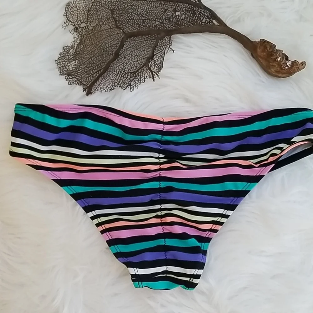 Hot Water Multicolored  Striped Bikini Bottom